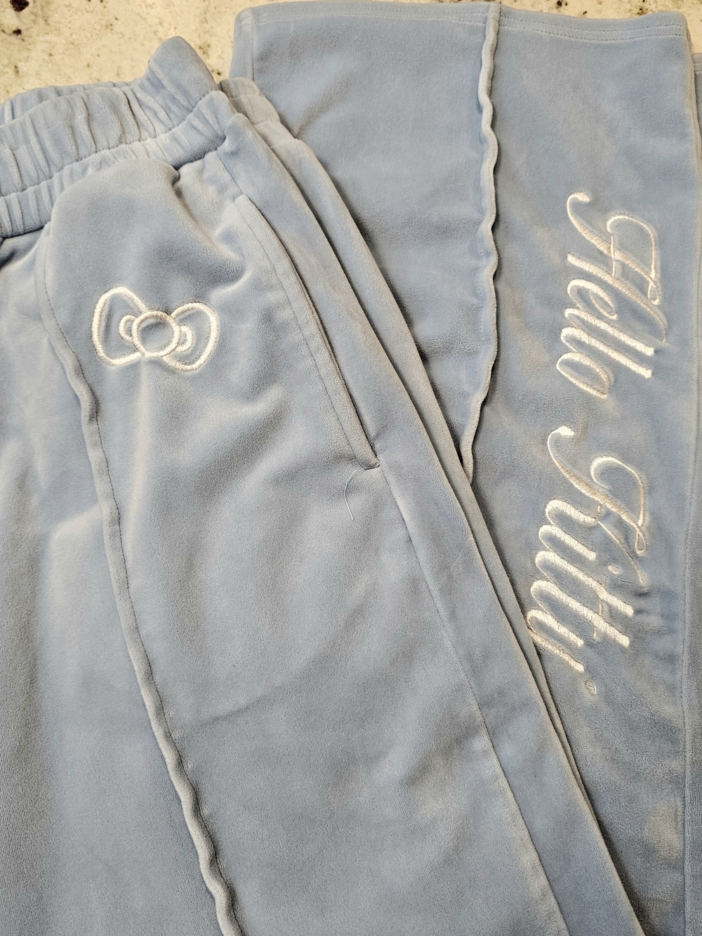 Hello Kitty Forever 21 Angel Velour Pants S Baby Blue Y2K Sanrio McBling Kawai